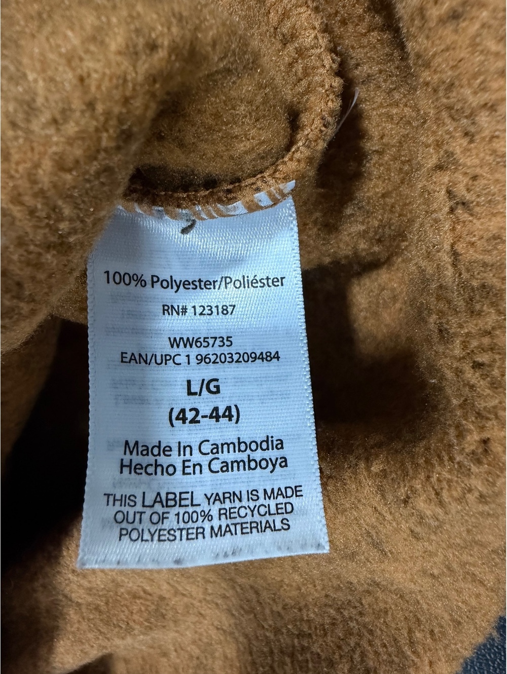 Wrangler Workwear Men's Large Pullover Hoodie Brown Heather Knit Fleece Lined - Picture 4 of 7